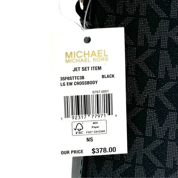 Michael Kors Large Jet Set Item EW Crossbody Bag Black Signature